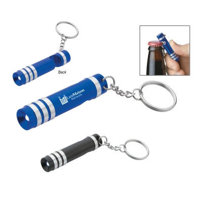 aluminum flashlight with bottle opener and keyring